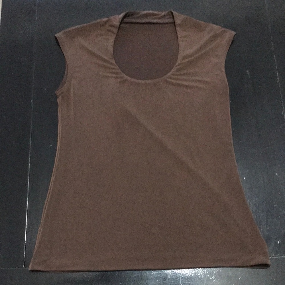 Women’s Brown Scoop Neck Sleeveless Top